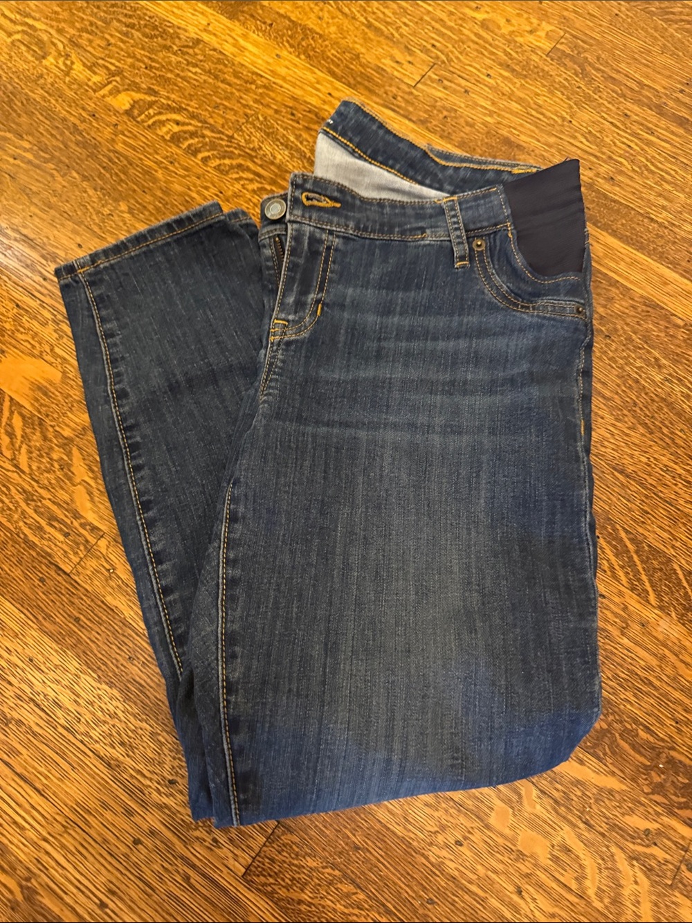 Gap Dark Wash Maternity Skinny Jeans with Elastic Panel